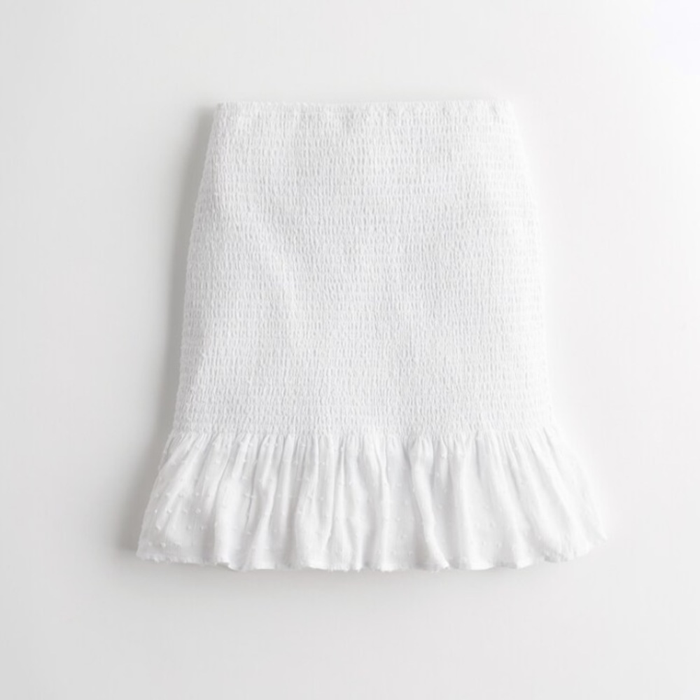 High-rise Smocked Ruffle Mini Skirt